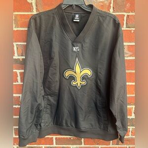 NFL Team Apparel New Orleans Saints V-Neck Long Sleeve Embroidered XL Pullover